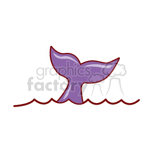 Whale Tail Illustration Above Water - Marine Life