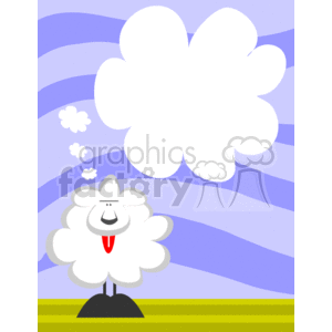 Happy Cartoon Sheep with Thought Bubble