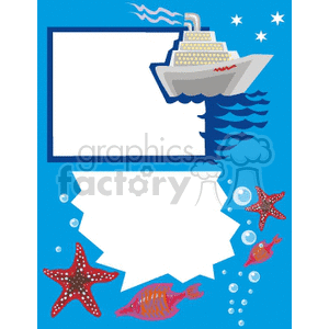 Cruise Ship and Underwater Life with Text Areas