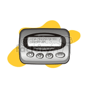 A digital pager with a display showing a message.