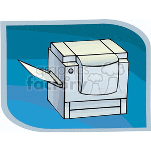 Printer on blue background