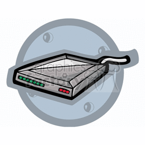 Clipart image of a generic modem with indicator lights.