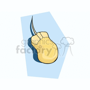 Illustration of a yellow computer mouse on a blue background.