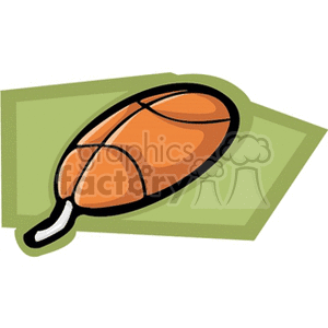 Clipart of a cartoon-style computer mouse, in the style of an orange American football on a green background.