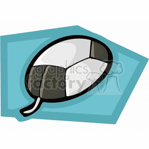 Clipart of a computer mouse in the shape of a soccer ball against a blue background.