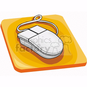 Clipart image of a computer mouse on a yellow background.