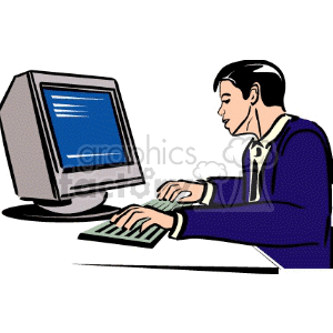 Office Worker Typing at Computer