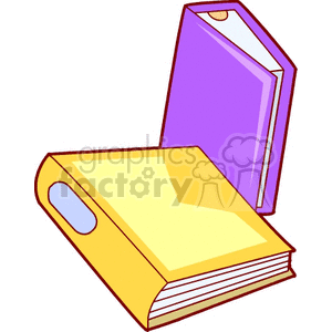 Clipart image of two colorful books, one yellow and one purple.