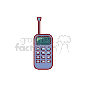 A clipart image of a retro mobile phone with an antenna, keypad, and a small screen.