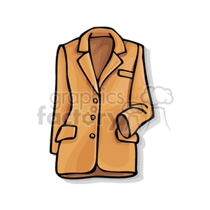 A clipart image of a brown blazer with buttons and pockets.