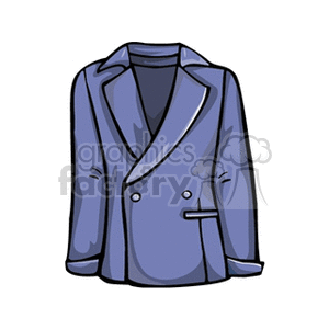 A clipart image of a blue blazer with double-breasted buttons and a collar.