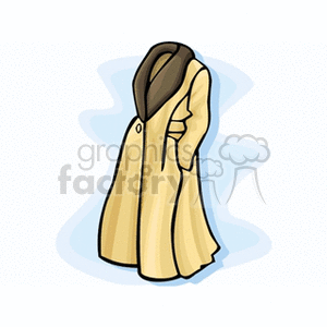 A clipart image of a beige winter coat with a brown collar.