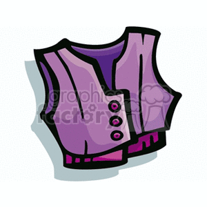 A colorful clipart image of a purple vest with black outlines and button details.