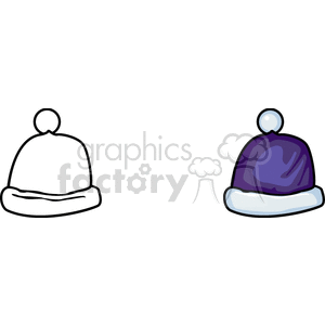 Winter Hat : Blank Outline and Colored Purple Hat