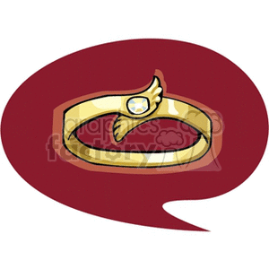 Clipart image of a gold ring with a unique design featuring a small jewel.