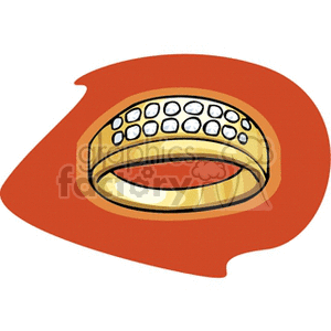 Clipart image of a gold ring with diamond decorations.