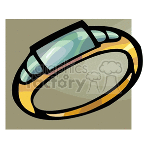 A clipart image of a gold ring with a large gemstone.