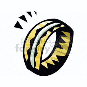 A stylized clipart illustration of a gold ring with a zigzag pattern and a shiny appearance.