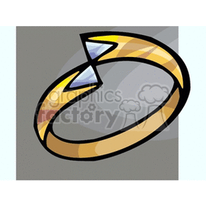 A clipart image of a gold ring with two triangular gemstones.