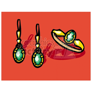 Gold Jewelry Set with Green Stones