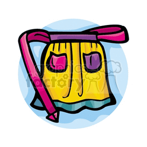 A colorful clipart image depicting a yellow and pink apron with two pockets.