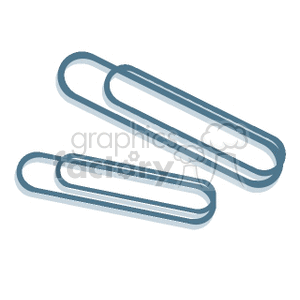 Clipart image of two paper clips in blue outline, one larger than the other.