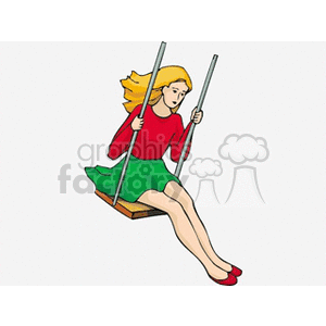 Clipart of a girl swinging on a playground swing, capturing a playful and carefree moment.