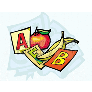 Cartoon alphabet an fruit