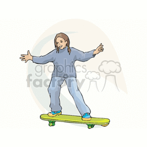 Cartoon girl riding a skateboard