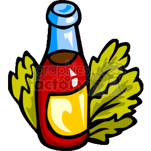   The clipart image shows a stylized ketchup bottle with a blue cap and red body, accented with a yellow label and a drop of ketchup visible at the bottle