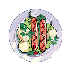 Dinner Plate with Sausages and Potatoes