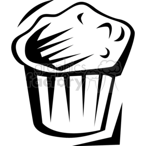 Simple black and white clipart illustration of a muffin or cupcake.