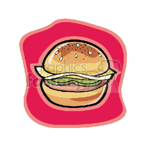 Colorful Hamburger with Sesame Seed Bun and Cheese