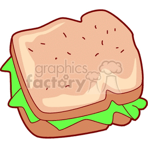 A clipart image of a sandwich with lettuce between two slices of bread.