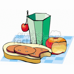 Healthy Lunch with Sandwich, Drink, and Fruits