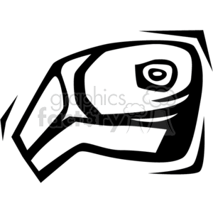 Clipart image of a stylized salmon steak in black and white.