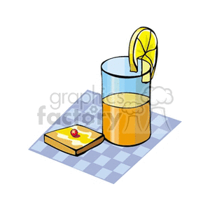 Beverage with Lemon Slice and Snack