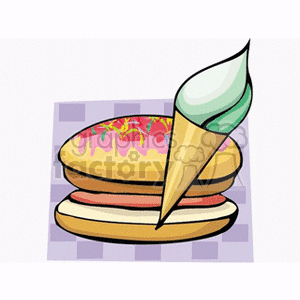 Clipart image of a sandwich and an ice cream cone.