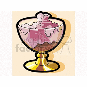 A colorful clipart image of an ice cream sundae in a glass dish.