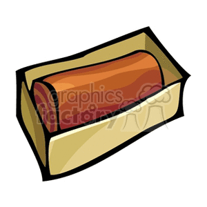 Clipart image of a Swiss roll dessert in a box.