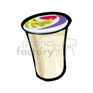 Clipart of a yogurt cup with a colorful lid design