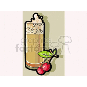 A clipart image of a root beer float with a cherry garnish.