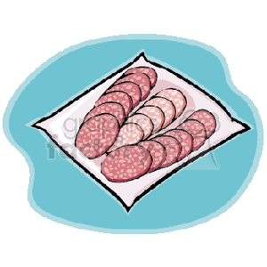 Sliced Sausages on Plate