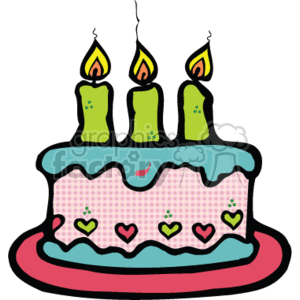 Cartoon Birthday Cake With Three Candles Clipart At Graphics Factory
