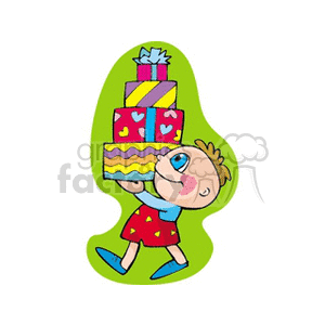 Child Carrying Christmas Presents