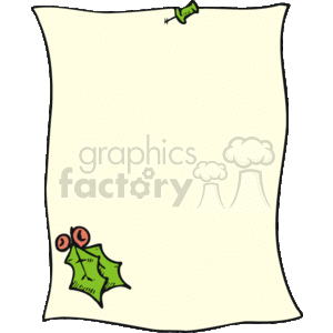 Cream Colored Paper with a small Holly Berry on the Bottom of the page
