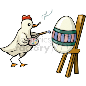 Chicken Painting an Easter Egg