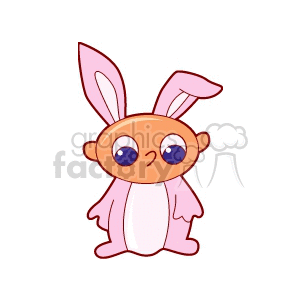 A cute cartoon illustration of a baby in a pink bunny costume, complete with oversized ears, perfect for Easter and holiday themes.