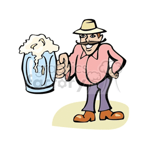 Cartoon Man Holding Beer Mug