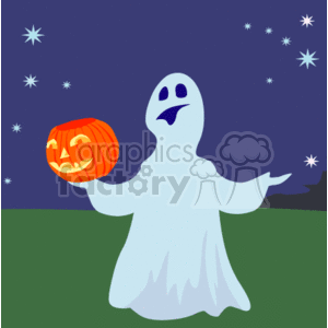 Friendly Ghost Holding Jack-o'-Lantern for Halloween